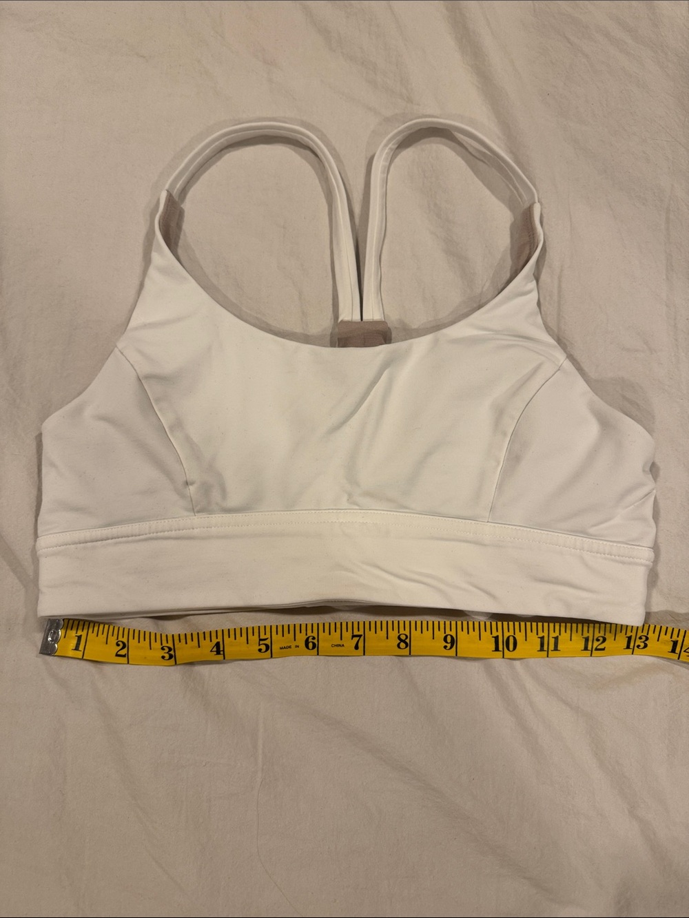 Lululemon athletica White razor back Strap PaddedSports Bra with Supportive Band